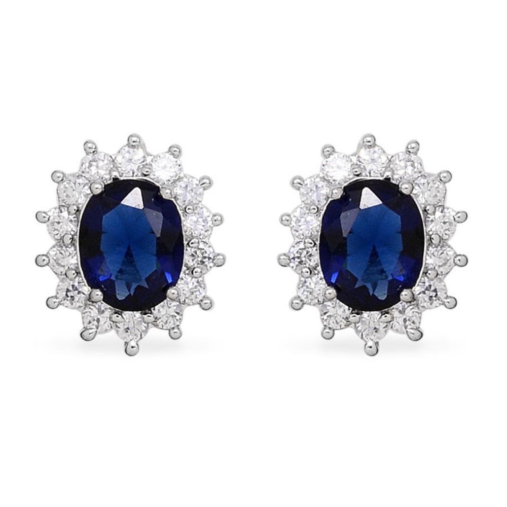Earrings Simulated Stud Blue Dia…